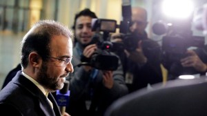 Iran's ambassador to the IAEA Najafi arrives for a meeting in Vienna