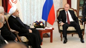 Russia's President Vladimir Putin meets with his Iranian counterpart Rouhani during Shanghai Cooperation Organization (SCO) summit in Bishkek