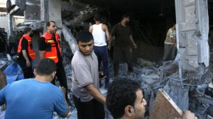 Pals search through rubble