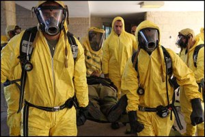 The border police run an exercise, while they train for chemical , biological or atomic. warfare. Feb 14 2011.  Photo by Nati Shohat/Flash90. *** Local Caption *** îâá éøåùìéí  àéîåï àáë çìéôåú îéâåï àéîåï úéøâåì úøâéì