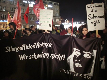 Protest Sign in Cologne Germany AP