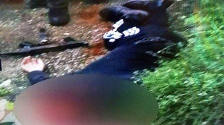 The body of Nashat Milhem, in a photograph released by Israeli security forces, January 8, 2015 (Channel 2)