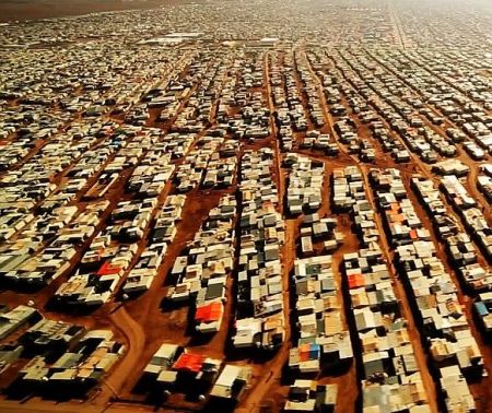 An aerial view shows the Zaatari refugee camp near the Jordanian city of Mafraq, some 8 kilometers from the Jordanian-Syrian border. 03/02/2016. BBC News