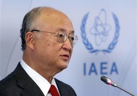 Director General of the International Atomic Energy Agency, IAEA, Yukiya Amano of Japan addresses the media during a news conference after a meeting of the IAEA board of governors at the International Center in Vienna, Austria, Monday, March 7, 2016. (AP Photo/Ronald Zak)