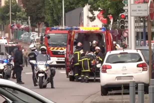 Paramedics were seen loading stretchers into the back of an ambulance Saint-Etienne du Rouvray church hostage situation