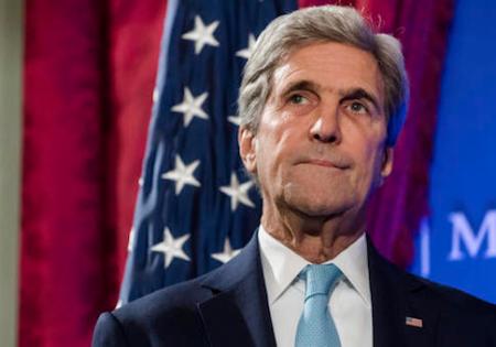 U.S. Secretary of State John Kerry smiles during a speech on the future of "Transatlantic Relations" during an event hosted by The German Marshall Fund (GMF) and the U.S. Mission to the EU at Concert Noble in Brussels, Tuesday, Oct. 4, 2016. Kerry is in Brussels for a two-day conference, hosted by the EU, with the participation of over 70 countries to discuss the current situation in Afghanistan. (AP Photo/Geert Vanden Wijngaert)