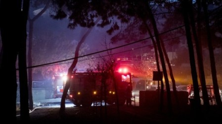 Israeli firefighters help extinguish a fire in the northern city of Haifa on November 24, 2016. (Jack Guez/AFP) Israeli firefighters help extinguish a fire in the northern city of Haifa on November 24, 2016. (Jack Guez/AFP)