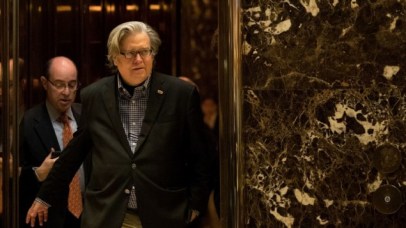 Steve Bannon exits an elevator in the lobby of Trump Tower,  in New York City, November 11, 2016. (Drew Angerer/Getty Images/AFP)