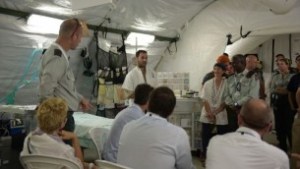 The IDF Medical Corps shows off its field hospital to a delegation from the World Health Organization, in an undated photograph. (IDF Spokesperson's Unit)
