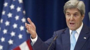 US Secretary of State John Kerry lays out his vision for peace between Israel and the Palestinians December 28, 2016, in the Dean Acheson Auditorium at the Department of State in Washington, DC. (AFP PHOTO / PAUL J. RICHARDS)