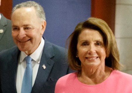 President Barack Obama, joined by, from second from left, Rep. Frederica Wilson, D-Fla., Rep. Joseph Crowley, D-N.Y., Senate Minority Leader Charles Schumer of N.Y., and House Minority Leader Nancy Pelosi of Calif. arrives on Capitol Hill in Washington, Wednesday, Jan. 4, 2017, to meet with members of Congress to discuss his signature healthcare law. (AP Photo/Evan Vucci)