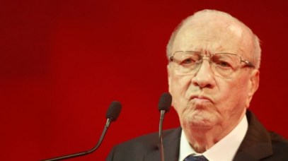 Tunisian President Beji Caid Essebsi delivering a speech during an electoral meeting in Tunis, Tunisia, Saturday, November 15, 2014 (AP/Aimen Zine)