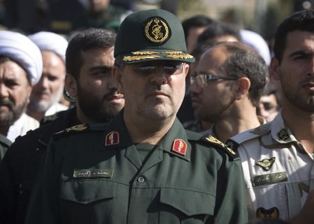 Head of Iran's Revolutionary guards ground forces Pakpour attends a funeral ceremony in Tehran