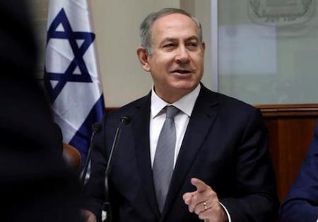 Israeli Prime Minister Benjamin Netanyahu chairs the weekly cabinet meeting in Jerusalem on February 12, 2017. / AFP PHOTO / GALI TIBBON