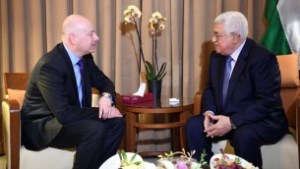 US Middle East envoy Jason Greenblatt meets Palestinian Authority President Mahmoud Abbas on the sidelines of the Arab League Summit in Amman, March 28, 2017 (Wafa/Thair Ghnaim)