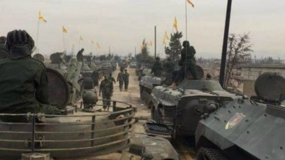 Hezbollah parading its military equipment in Qusayr, Syria, November 2016. (Twitter)