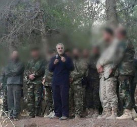 Soleimani addressing Hizbullah fighters in the Latakia region of Syria.