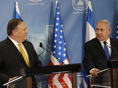 US Secretary of State Mike Pompeo and Israeli prime minister Benjamin Netanyahu during a press conference. AP