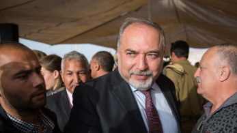 Defense Minister Avigdor Lieberman at an event in Jerusalem, May 2, 2018.