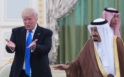 US President Donald Trump, left and Saudi Arabia's King Salman bin Abdulaziz al-Saud gesture during a signing ceremony at the Saudi Royal Court in Riyadh on May 20, 2017. (AFP Photo/Mandel Ngan) US President Donald Trump, left and Saudi Arabia's King Salman bin Abdulaziz al-Saud gesture during a signing ceremony at the Saudi Royal Court in Riyadh on May 20, 2017. (AFP Photo/Mandel Ngan)