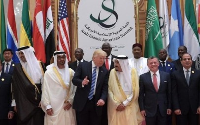US President Donald Trump, Saudi Arabia's King Salman bin Abdulaziz al-Saud, Jordan's King Abdullah II, Egyptian President Abdel Fattah al-Sissi and other officials pose for a group photo during the Arabic Islamic American Summit at the King Abdulaziz Conference Center in Riyadh on May 21, 2017. (AFP/Mandel Ngan) US President Donald Trump, Saudi Arabia's King Salman bin Abdulaziz al-Saud, Jordan's King Abdullah II, Egyptian President Abdel Fattah al-Sissi and other officials pose for a group photo during the Arabic Islamic American Summit at the King Abdulaziz Conference Center in Riyadh on May 21, 2017. (AFP/Mandel Ngan)