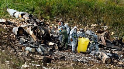 The F-16 crash site  (Photo: AFP)