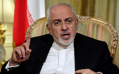 In this April 24, 2018, photo, Iran's Foreign Minister Mohammad Javad Zarif is interviewed by The Associated Press in New York. (AP Photo/Richard Drew,)