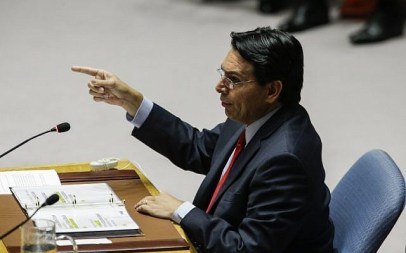 File: Israel's ambassador to the United Nations Danny Danon speaks to members of the UN Security Council during an emergency session on the Israel-Gaza Conflict at United Nations headquarters in New York on May 30, 2018. (Eduardo Munoz Alvarez/Getty Images/AFP)