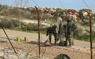 Israeli troops insteall machinery near the town of Meiss al-Jabal in southern Lebanon on December 5, 2018, according to the Hezbollah terror group. (Hezbollah Military Media) Israeli troops insteall machinery near the town of Meiss al-Jabal in southern Lebanon on December 5, 2018, according to the Hezbollah terror group. (Hezbollah Military Media)