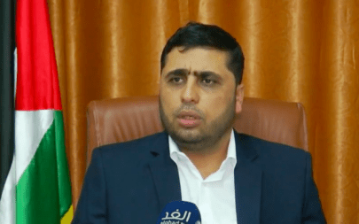 Hamas spokesman Abdelatif al-Qanou speaking to an Arabic television station on October 7, 2018. (Screenshot: Youtube)