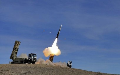 In this photo provided November 5, 2018, by the Iranian Army, a Sayyad 2 missile is fired by the Talash air defense system during drills in an undisclosed location in Iran. (Iranian Army via AP)