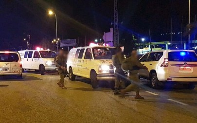The scene of a terrorist attack outside the West Bank settlement of Ofra, on December 9, 2018. (Magen David Adom)