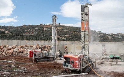 The Israeli military drills into the soil south of the Lebanese border in an effort to locate and destroy Hezbollah attack tunnels that it says entered Israeli territory, on December 5, 2018. (Israel Defense Forces)