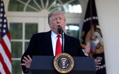 In this photo from January 25, 2019, US President Donald Trump speaks from the Rose Garden of the White House in Washington, DC. (Alex Edelman/AFP)