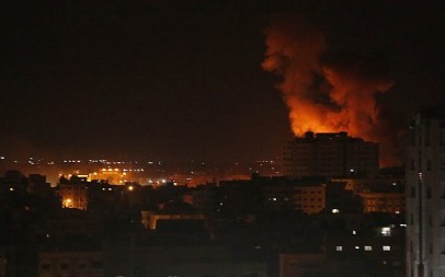 Illustrative: Smoke rises from an explosion caused by an Israeli airstrike on Gaza City, on October 27, 2018. (AP Photo/Adel Hana)