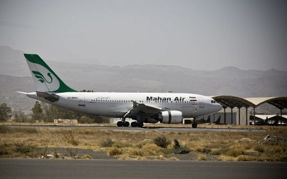 A plane from the Iranian private airline, Mahan Air lands the international airport in Sanaa, Yemen, March 1, 2015. (Hani Mohammed/AP) A plane from the Iranian private airline, Mahan Air lands the international airport in Sanaa, Yemen, March 1, 2015. (Hani Mohammed/AP)