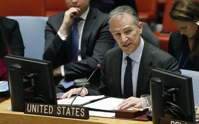 Acting Permanent Representative of the United States Jonathan Cohen addresses the United Nations Security Council, at UN headquarters, on January 22, 2019. (AP Photo/Richard Drew)