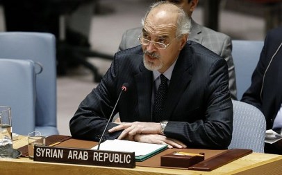Syria's UN Ambassador Bashar Jaafari addresses the United Nations Security Council, at UN headquarters, Tuesday, Jan. 22, 2019. (AP Photo/Richard Drew)