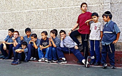 Jewish kids outside a Caracas school in 2005 (Photo credit: Serge Attal/Flash90)