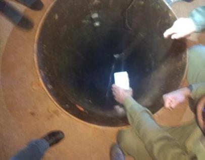 One of the Israeli-drilled holes that intersected the Hizbullah tunnel