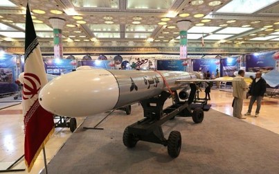 Hoveizeh, Iran's new cruise missile, is seen during an exhibition in the capital Tehran on February 2, 2019.(Atta Kenare/AFP)