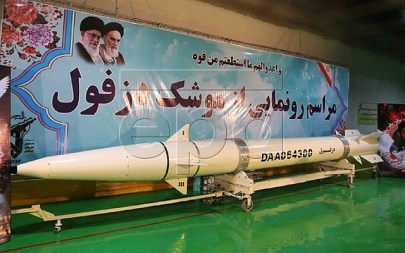 A handout photo from the Iranian Revolutionary Guard Office shows the new Iranian missile Dezful, in an undisclosed location, Iran, 07 February 2019. (Courtesy)