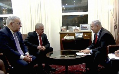 Prime Minister Benjamin Netanyahu holds talks on Iran and Syria with Russian President Vladimir Putin's special envoy for Syrian affairs, Alexander Lavrentiev and Russian Deputy Foreign Minister Sergey Vershinin in Jerusalem, January 29, 2019. Prime Minister Benjamin Netanyahu holds talks on Iran and Syria with Russian President Vladimir Putin's special envoy for Syrian affairs, Alexander Lavrentiev and Russian Deputy Foreign Minister Sergey Vershinin in Jerusalem, January 29, 2019.