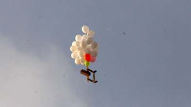 FILE PHOTO: Balloons carrying incendiary devices are seen floating from the Gaza Strip to Israel, January 8, 2019.