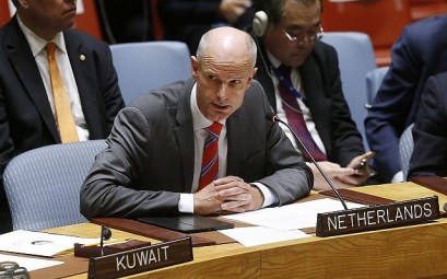 Dutch Foreign Minister Stef Blok addresses a meeting of the United Nations Security Council during the 73rd session of the UN General Assembly, at UN headquarters, on September 27, 2018. (AP Photo/Jason DeCrow)