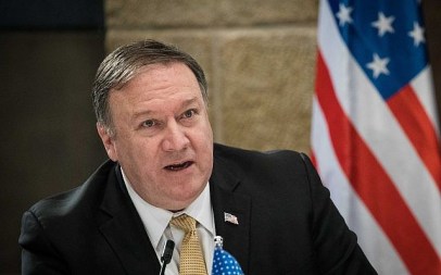 US Secretary of State Michael Pompeo during a press conference with Prime Minister Benjamin Netanyahu in Jerusalem, March 20, 2019. (Noam Revkin Fenton/Flash90)