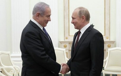 Russian President Vladimir Putin (R) shakes hands with Prime Minister Benjamin Netanyahu during a meeting at the Kremlin in Moscow on February 27, 2019. (MAXIM SHEMETOV / POOL / AFP) Russian President Vladimir Putin (R) shakes hands with Prime Minister Benjamin Netanyahu during a meeting at the Kremlin in Moscow on February 27, 2019. (MAXIM SHEMETOV / POOL / AFP)