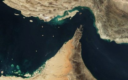 Satellite view of the Strait of Hormuz (photo credit: NASA/Public domain)