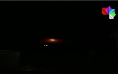 This screenshot from a video released by Syria's official news agency SANA allegedly shows Syrian air defenses firing on Israeli missiles in the province of Hama, April 13, 2019. (YouTube screenshot)
