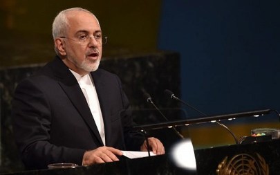 In this photo from April 24, 2018, Iranian Foreign Affairs Minister Mohammad Javad Zarif speaks during the 72nd High-level Meeting on Peacebuilding and Sustaining Peace at United Nations Headquarters in New York. (Hector Retamal/AFP)